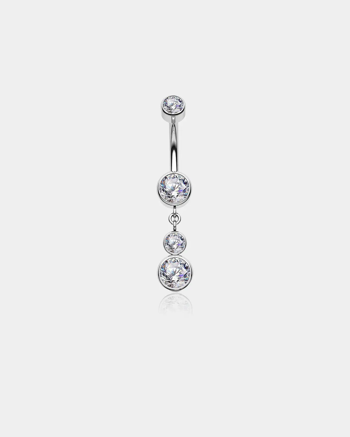 Multi CZ Dangle Titanium Belly Ring