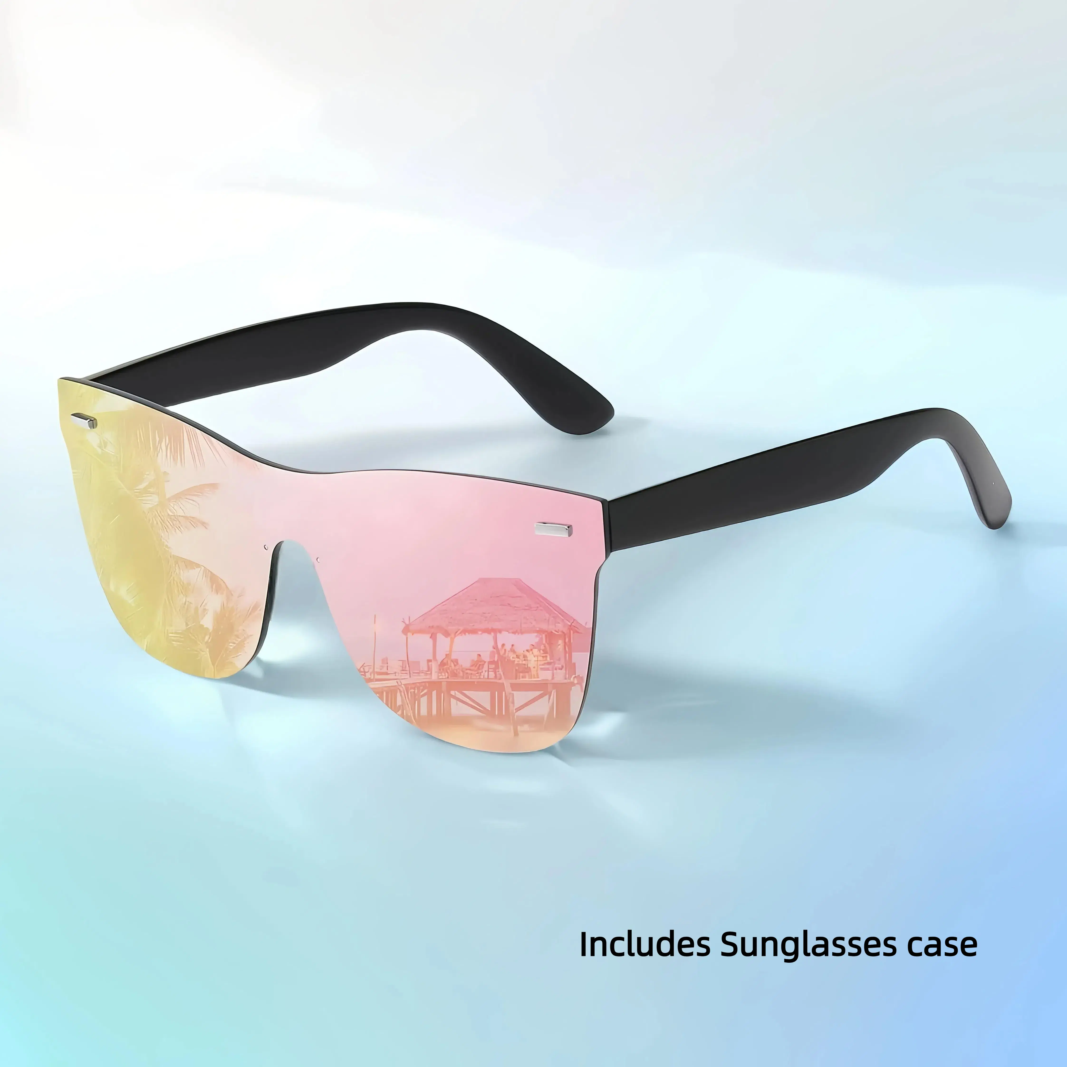 Rimless Square Sunglasses for Women and Men, Mirrored 1-Piece Shield Lens, Trendy Fashion Eyewear with UV400 Protection, 62mm Width, Womens Sunglasses, 50Mm Lens Height, Mirror Lenses Men's Sunglasses