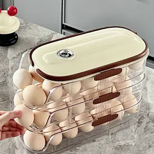 Egg Storage Box Side Door Organizer, Food Grade Rolling Egg Holder, Refrigerator Tray Rack, Kitchen Essentials, Space Saving Design