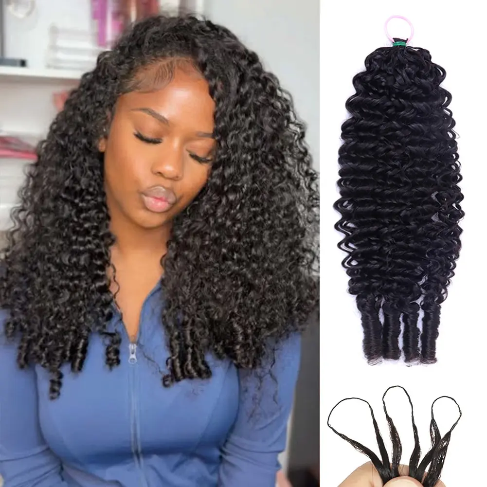 Bling Hair Burmese Curly Crochet Human Hair for Black Women 1Pcs/50g Pre-separated Burgundy Burmese Curly Crochet Human Hair Bundles 33# Auburn Ginger Feather Crochet Hair Extensions Invisible Miracle Knots Crochet