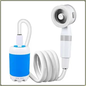 Compact Portable Shower with 4000mAh Rechargeable Battery 2-Meter Hose & Adjustable Flow USB Charging for Outdoor Adventures