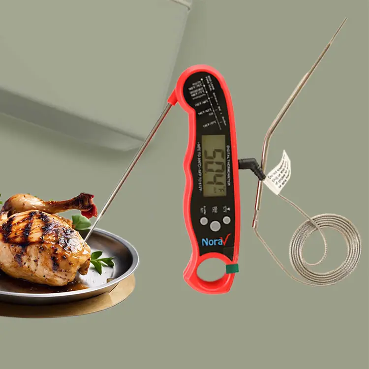 NoraV Dual Probe Meat Thermometer – Ultra-Fast Readings (1-2 Sec) – Backlit LCD, Auto-Off, High Accuracy ±1°F – BBQ/Grill– 1 Year Warranty