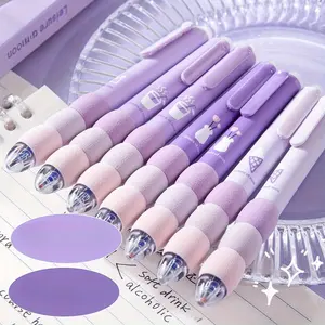 Set of four erasable 0.5mm fine dispensing pens, retractable, soft grip, non-feathering - cute stationery school and office pen set, suitable for ages 14+, Retractable Gel Pen, Writing Stationery
