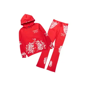 Filip Red Hoodie/Stacked Pant Track Set