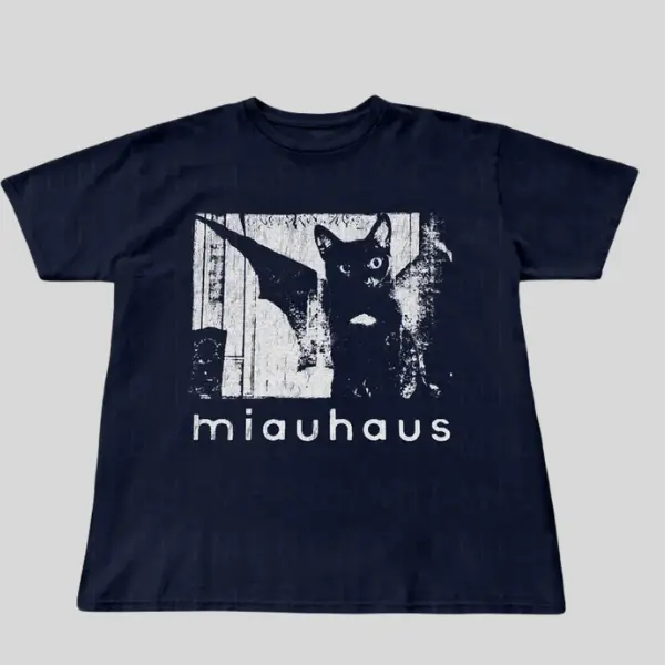 Bauhaus cat shirt, gothic band tee, cute dark aesthetic, great gift for her or him