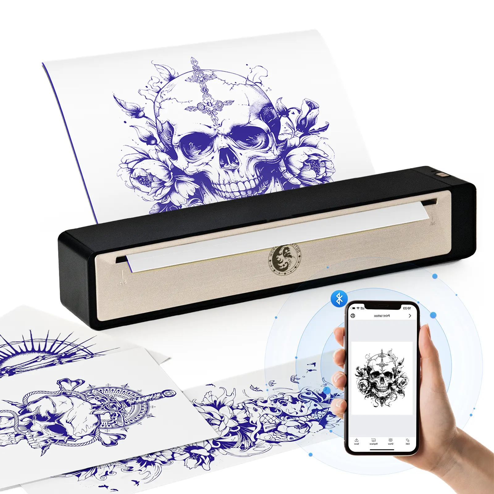 WORMHOLE Tattoo Stencil Printer with APP Preview, Simulate Tattoo Before You Print, Wireless Bluetooth Thermal Transfer Machine, Ink-Free, Portable with Battery, Compatible with iPhone Android PC summeressentials DealsforYouDays SummerWins
