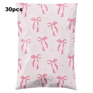 30/100 Bow Ribbon Storage Bags, Pe Plastic Mailer Bags, Thick Logistics Bags, Ideal for Women, Holidays, Gifts, Multifunctional Packaging, Polymailers