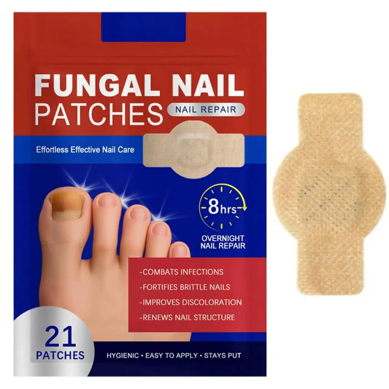 Fungal Nail Repair Patches – 8 Hours Nighttime Antifungal Treatment Restoring Yellow Cracked Nails & Renewing Nail Health