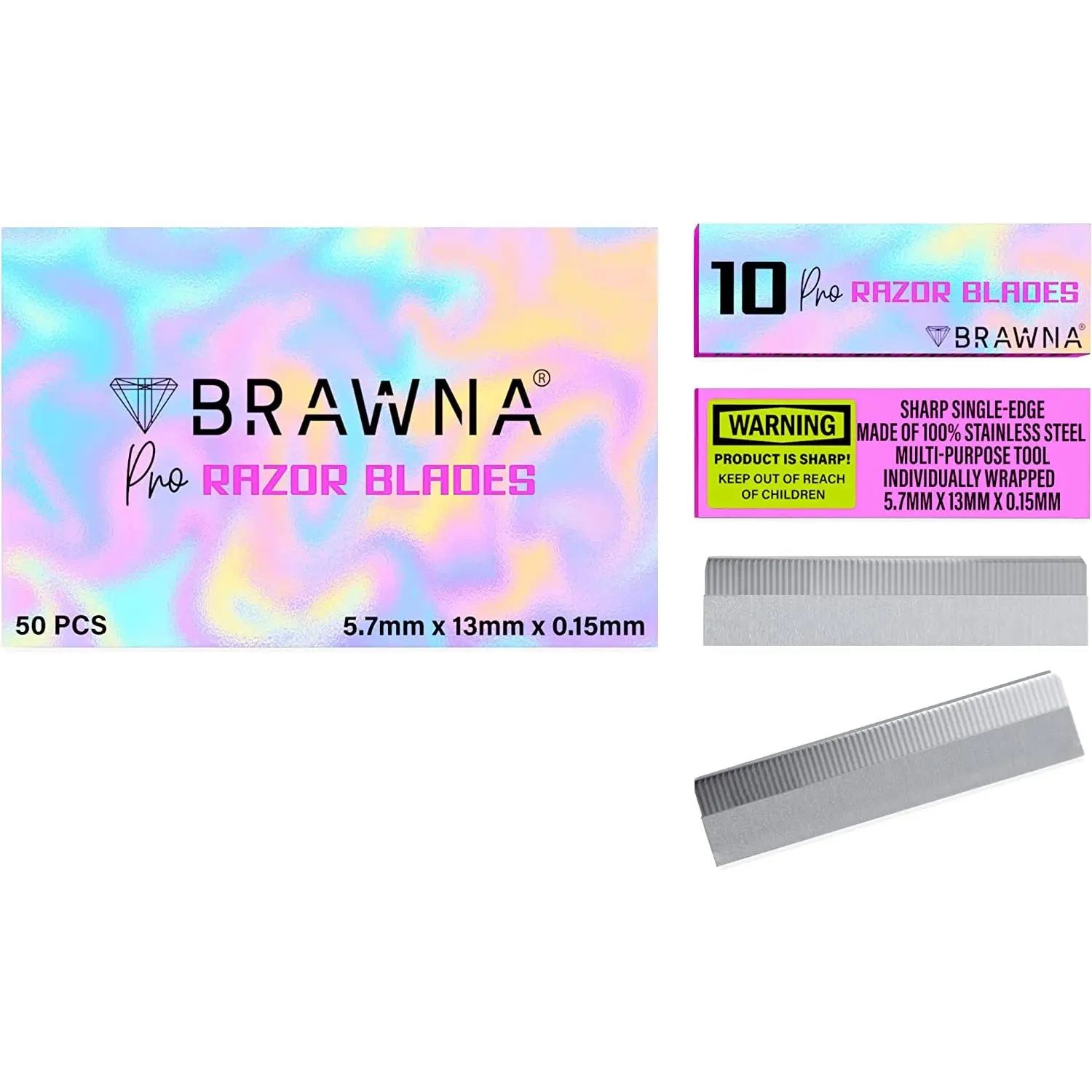 BRAWNA - Eyebrow Razor Blades for PMU & Microblading Artist, Brow Lamination, Henna Tint - Eyebrow Trimmer, Dermaplanning