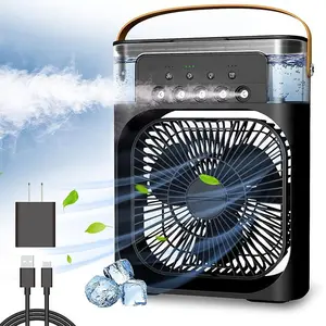 3 In 1 Air Conditioner Fan, Mini Evaporative Air Cooler with Night Light, Cooling Fan with 600ml Water Tank (Support Mobile Power Supply Used Together), Mist Fan Cooler, Multifunctional Fan, Portable Misting Fan