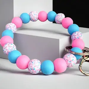 Silicone Beads Wristlet Keychain - Infant Loss Awareness Memorial Gift for Angel Mama, Mommie Peas