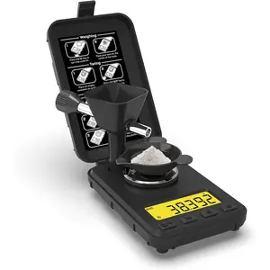 Reloading scale 50g/0.001g with powder trickler, powder scale with 3 backlight colors, milligram scale with repeat mode