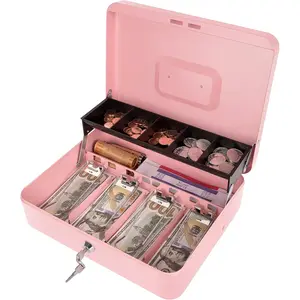 Box with  Tray and Key Lock,  Box Safe Locking,  Saving Lock Box with  Tray Storage for  Register 11.8"x9.45"x3.54"