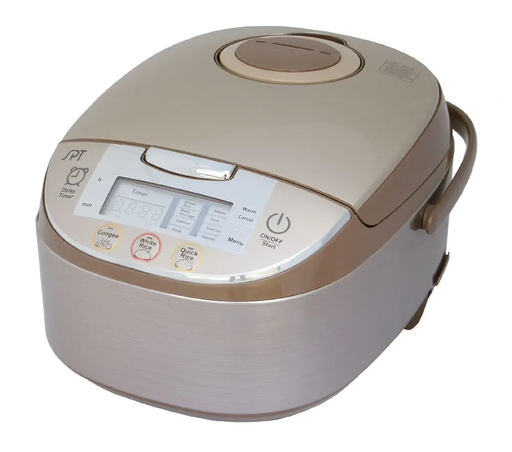 SPT 10-Cup Multi-Function Rice Cooker with LED Panel - 1.8 L, 120V, 3 Quick Select Functions, 8 Menu Settings, Auto Keep Warm, Multi-Cooking, 11.33h x 12.48w x 16.65d in