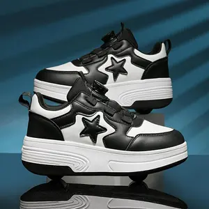 Youngsters' Trendy Roller Skate Sneakers - Detachable Wheels, Rotating Closure, Breathable Lining Boys & Girls - All Seasons trainers