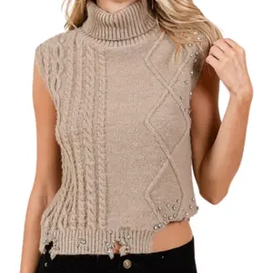 Glam Sweater Knit Turtleneck Vest fall sweater cozy outerwear