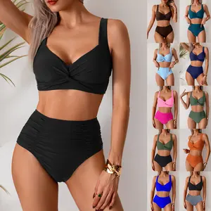 2026 New Women's High Waisted Bikini Two Piece Swimsuit Sexy Tummy Control Bathing Suit Adjustable Straps Push Up Padded Top Quick-Dry High Elastic Ladies Swimwear for Beach Pool Vacation Summer
