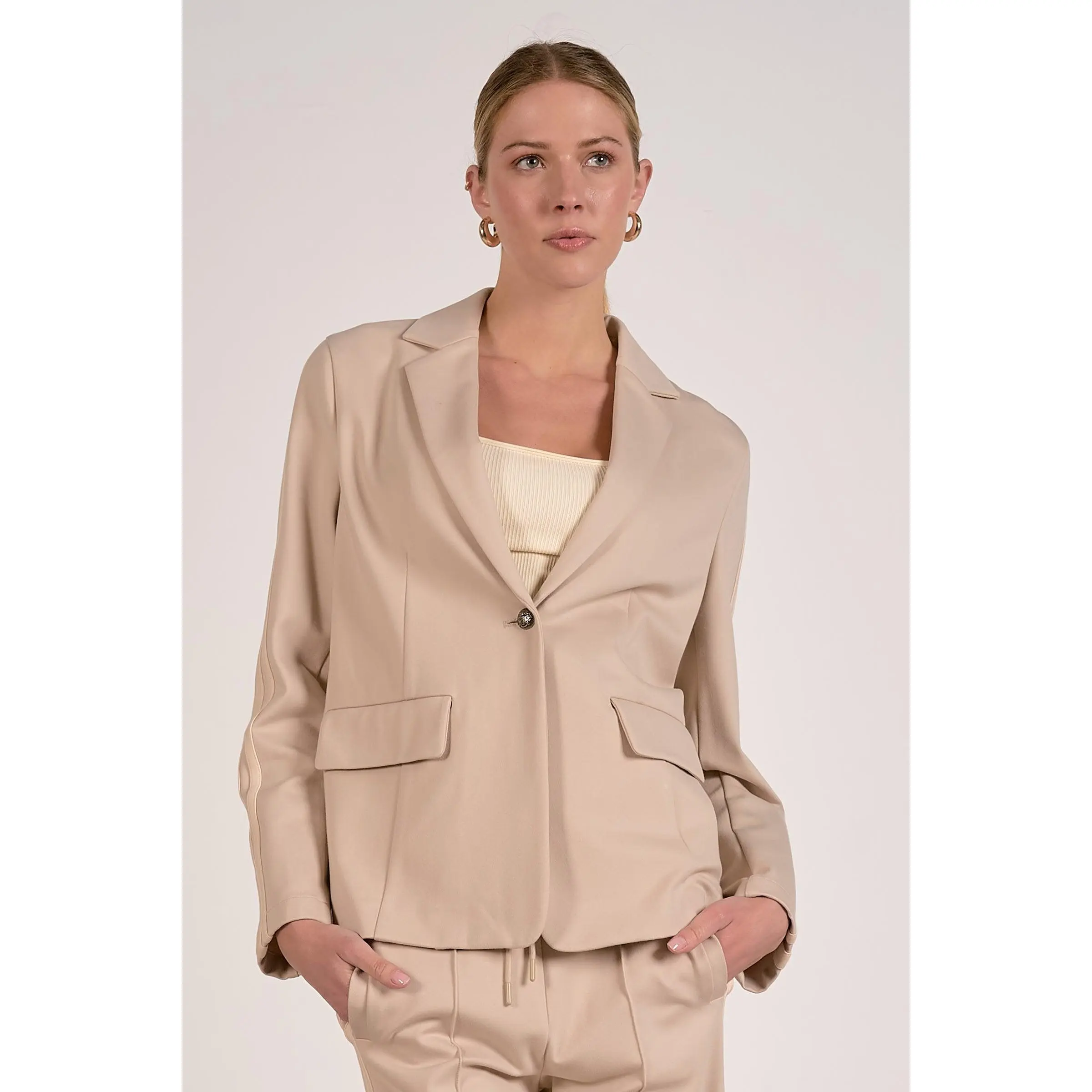 Scottie Scuba Blazer Beige Natural Stripe