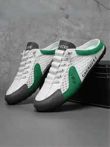 Mesh breathable half-drag Forrest shoes men's summer heel-free lazy pedal casual shoes lightweight non-slip Baotou slippers