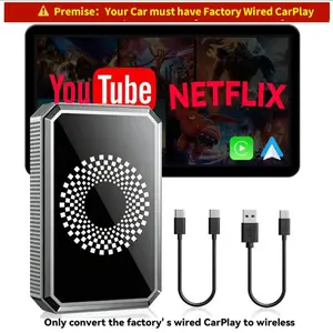 Box Car Screen Mirroring Adapter, 3-In-1 Wireless Adapter, Carplay Tv Adapter, Carplay Streaming Adapter, Compatible with Original Wired Carplay, Netflix Youtube Tiktok Google Play