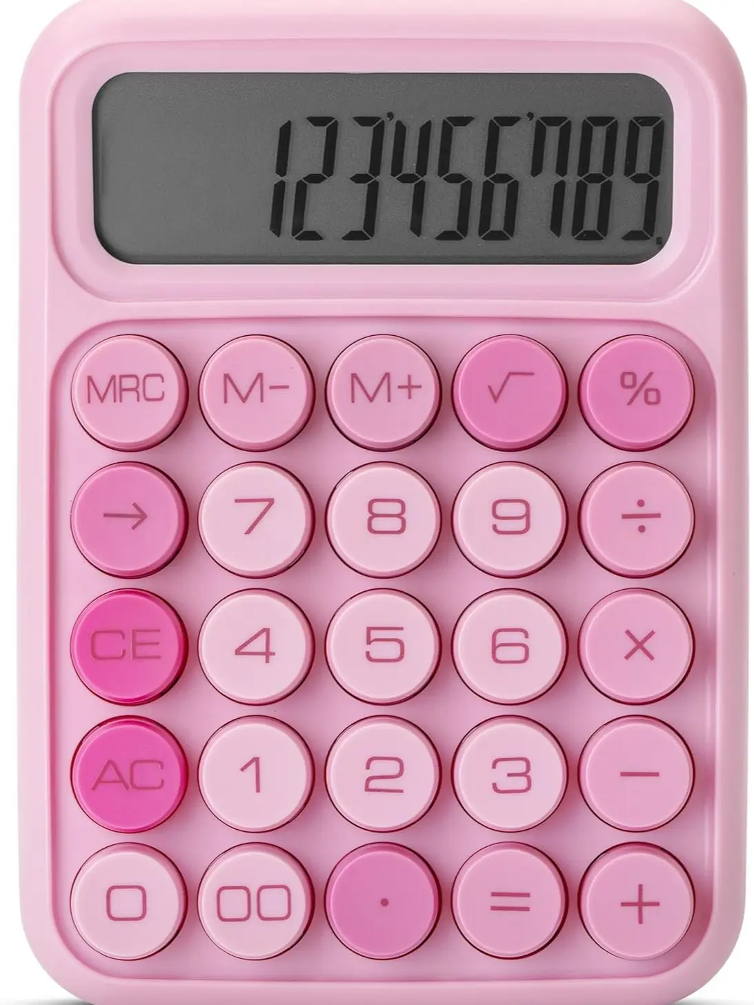 Mr. Pen Pink Mechanical Calculator | 12 Digit Large Display Desktop Calculator with Clicky Mechanical Buttons for Office School Home