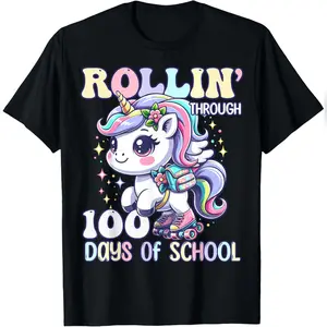 100 Days Of School Girls Teacher 100th Day Unicorn Outfit T-Shirt Comfy Everyday T-Shirt