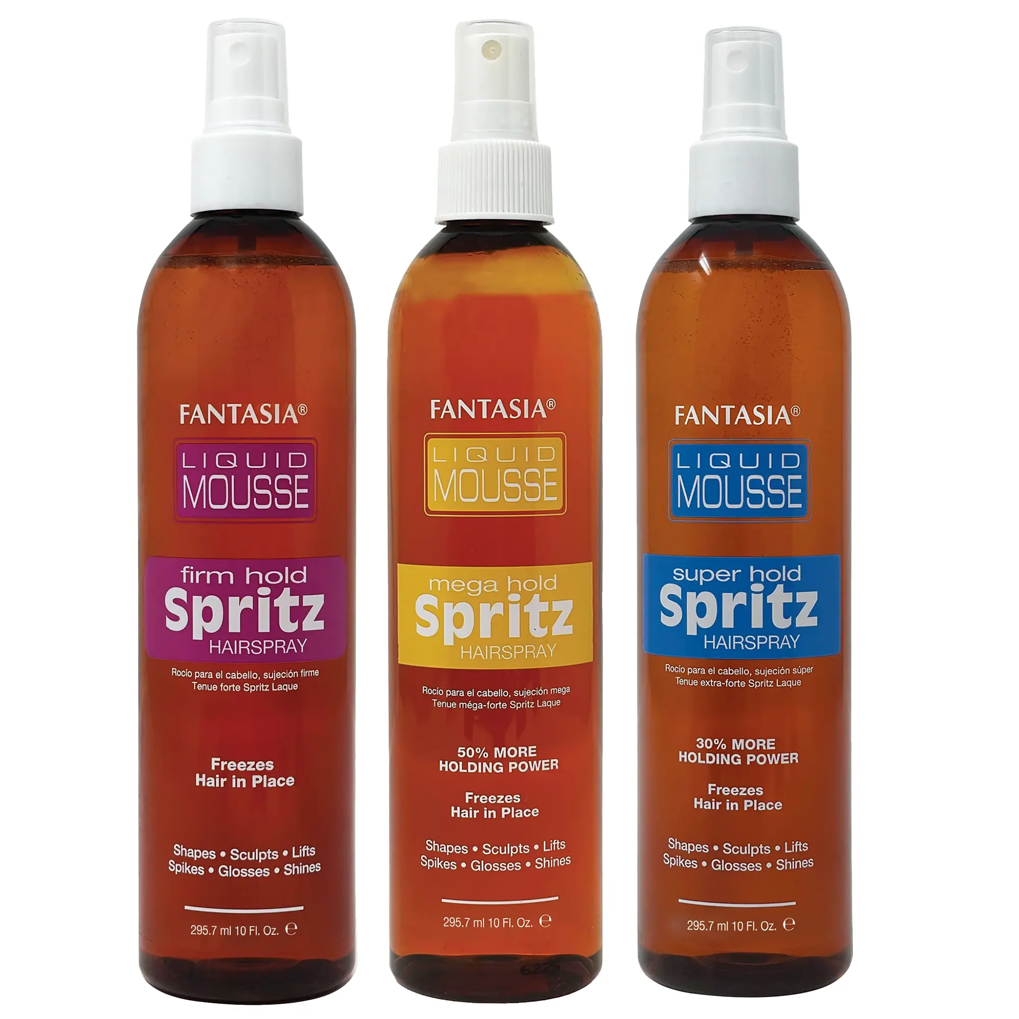 Fantasia IC Spritz Haircare Hair Spray Bundle - 10oz Firm-Super-Mega Hold Variety Pack