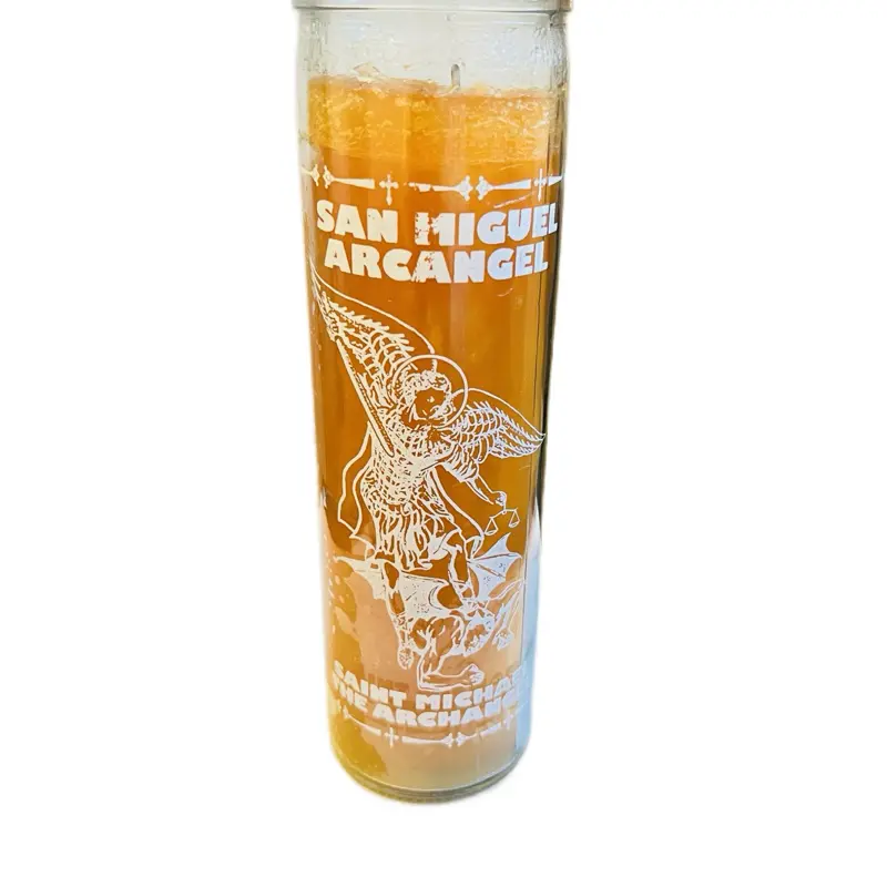 San Miguel Arcángel Glass Prayer Candle