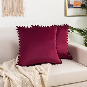 Mocassi 2 Piece Pom-Pom Velvet Cushion Cover - Pillow Covers