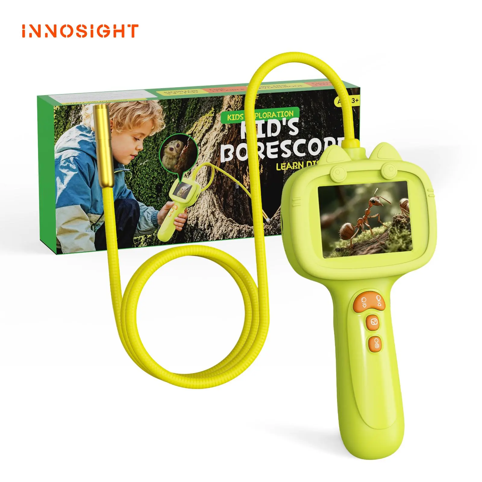 Kids Portable Borescope Camera with 2.4" HD Screen, Waterproof LED Light, Storage Bag - STEM Educational Science & Technology Toy, Gift for Kids Age 4-10, Portable Camera
