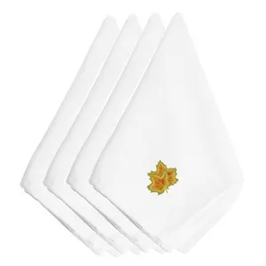 212 MAIN Fall Maple Leaves Embroidered Napkins - Set of 4, Kitchenware Home Accessory for Tableware