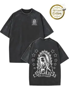 valentine shirts 1pc, 230G Double-Sided Washed Printed T-Shirt for Teaching Girls, High-Quality Wax Printed Cotton Retro Fashion Brand T-Shirt, All-Season Casual Round Neck Tee, Machine Washable, Adult Sizes, Perfect Summer Gift