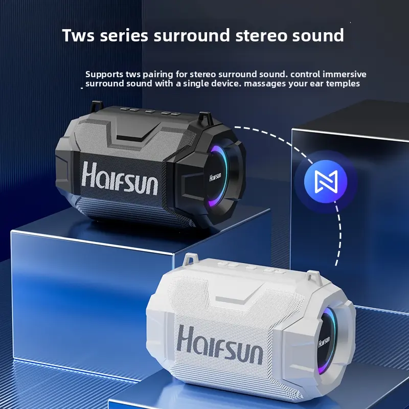 Claison T9 Mini Wireless Speaker - Compact Portable Rechargeable Bluetooth Speaker, Colorful LED RGB Ambient Light, Multi-Device Compatible, Parallel Connection Support, Outdoor Use, Colorful Led Speakers, Compact Portable Speakers