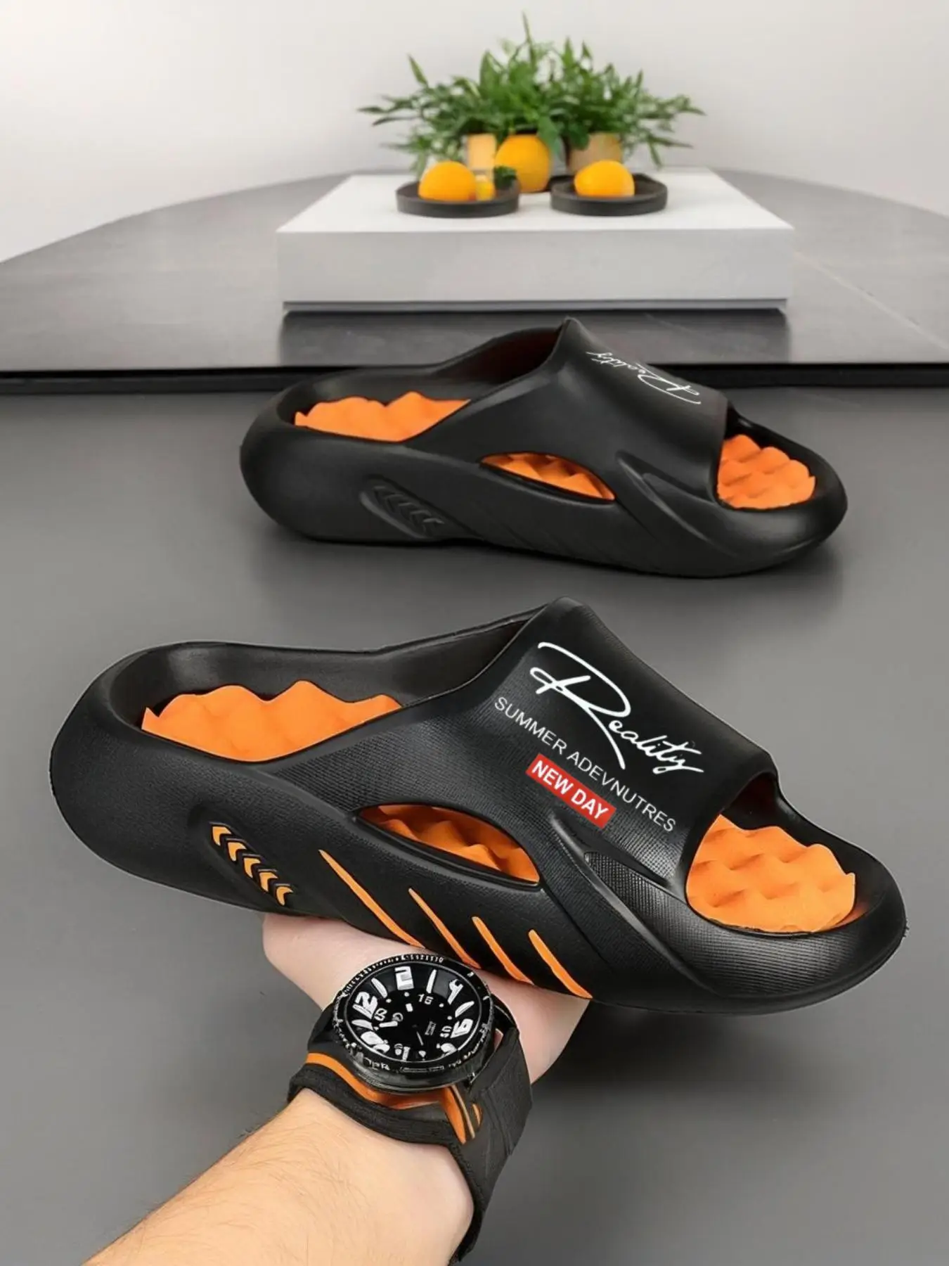 Men's Casual Solid Color Slides, Comfortable Non-slip Soft Slippers for Indoor Outdoor Wear, Slippers for Men