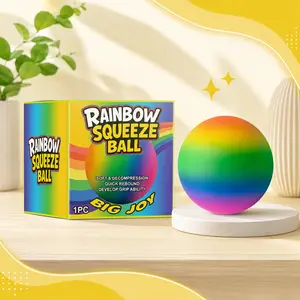 Rainbow Ball Squishies - Mini Cute Slow Rising Fidgets, Dog & Cat Stress Relief Sensory Toy, Easter Basket Stuffer Party Favor Gift for Rainbow Lovers