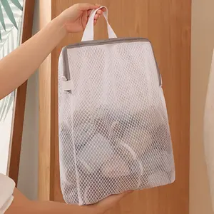1 Piece Honeycomb Mesh Zipper Laundry Bag Durable Plastic Hanging Clothing Protector, Suitable for Delicate Clothes, Socks, and Underwear, Machine Washable Rectangular Storage Bag with Zipper Closure, Laundry Room Accessories, Delicate Garment Care, Laund