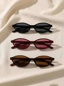 3 Pairs Women's PC Frame Sunglasses, Casual Sunglasses, Perfect for Commuting, Shopping, Dating, Travel, Photography, Ideal Gift Choice