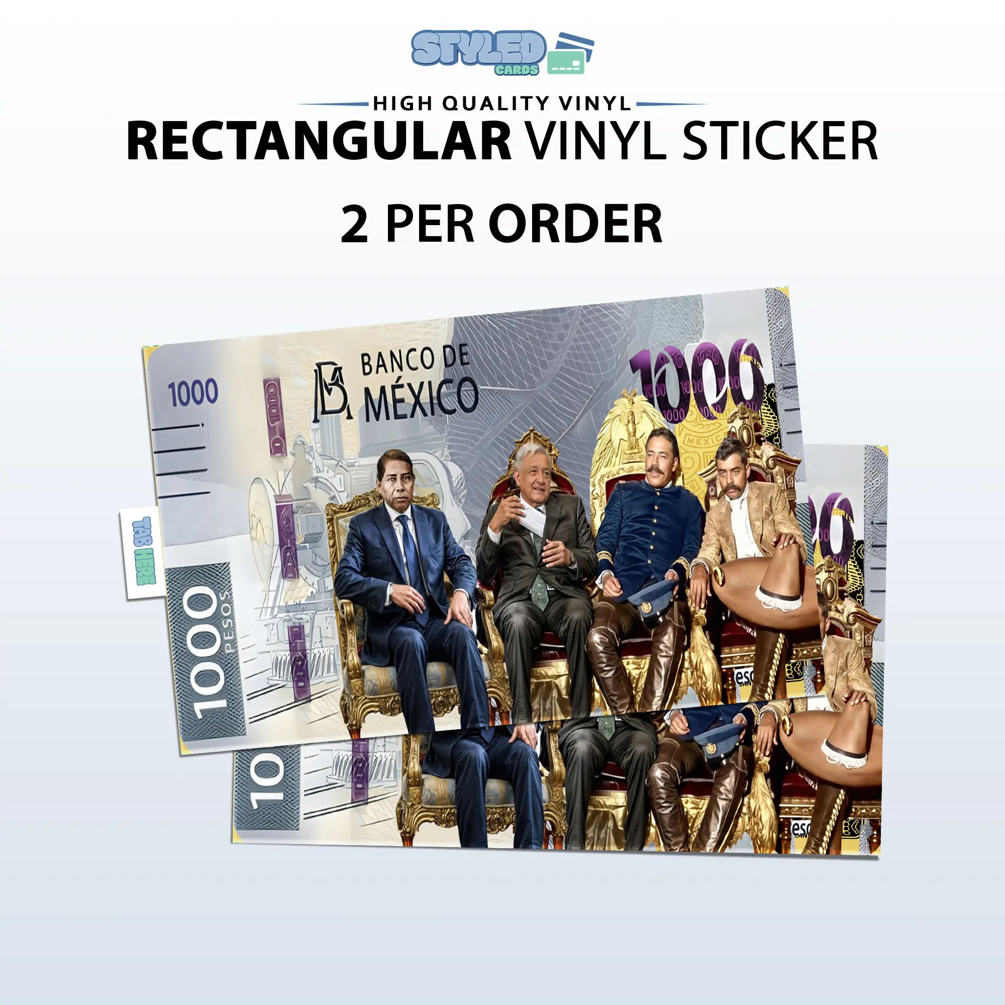 benito,amlo,pancho,zapata billete rectangle vinyl sticker