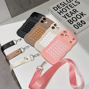 Practical Suction Cup Phone Case with Detachable Strap, Creative Soft Matte Protective Case for iPhone 11 to 17 Series, Luxury Anti-Fingerprint and Shockproof