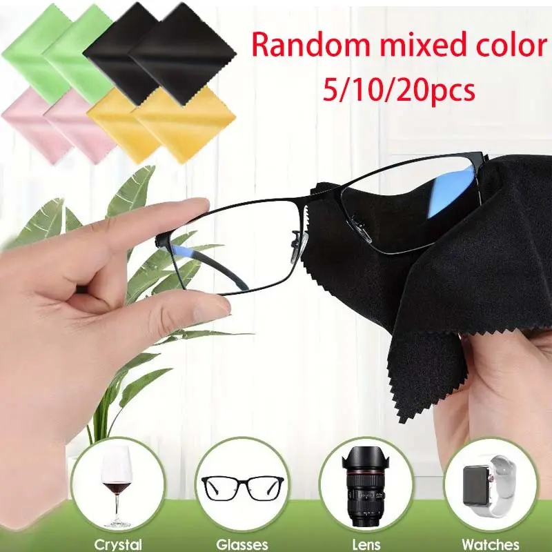 5/10/20 Piece Set Scratch Free Microfiber Cleaning Cloths, Multicolor Eyeglass Cleaner, for Glasses Camera Lenses Phones Laptop LCD TV Screens, 7"x6" Smartphone