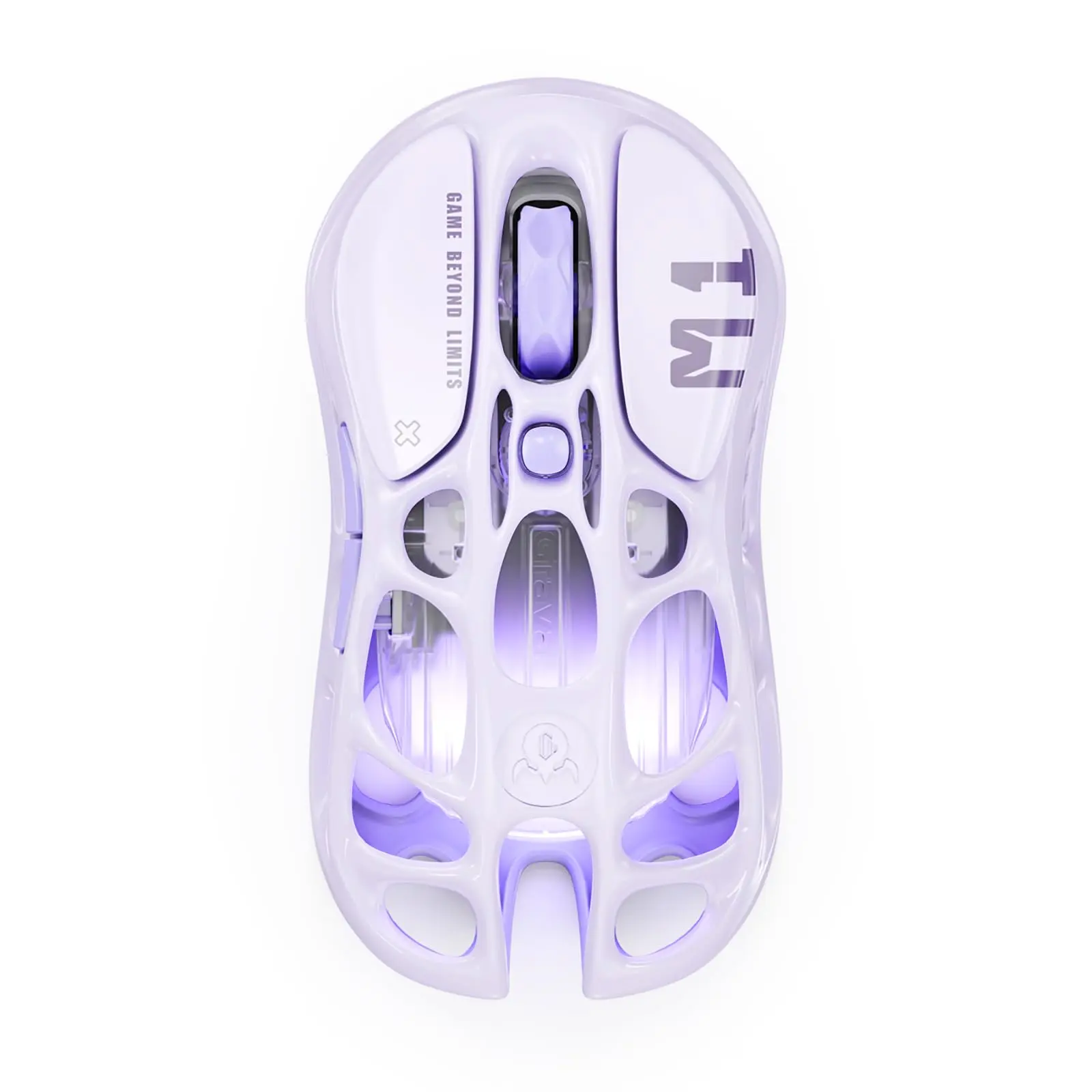 GravaStar Mercury M1 Pro Lavender Purple Gaming Mouse - Lightweight Magnesium Alloy, 26000 High-DPI PAW3395DM Sensor, 5 Programmable Buttons, 4 Game Profiles, RGB Lighting, Wired/2.4GHz/BT Support, Up to 200 Hours Battery Life