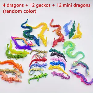 28pcs 3D Printed Dragon Gecko Mini Dragons Set, Multicolor Random, Aquarium Mini Garden Fairy Tale Indoor Decor, Ideal Gift, Ornaments, Decor Figurine