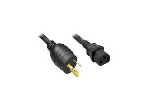 Nippon Labs L6-20P / C13 High Voltage / High Current Power Cord, NEMA L6-20P to IEC-60320-C13, SJT, 14 AWG., 15A, 250V, Black 15 ft. Power Cable