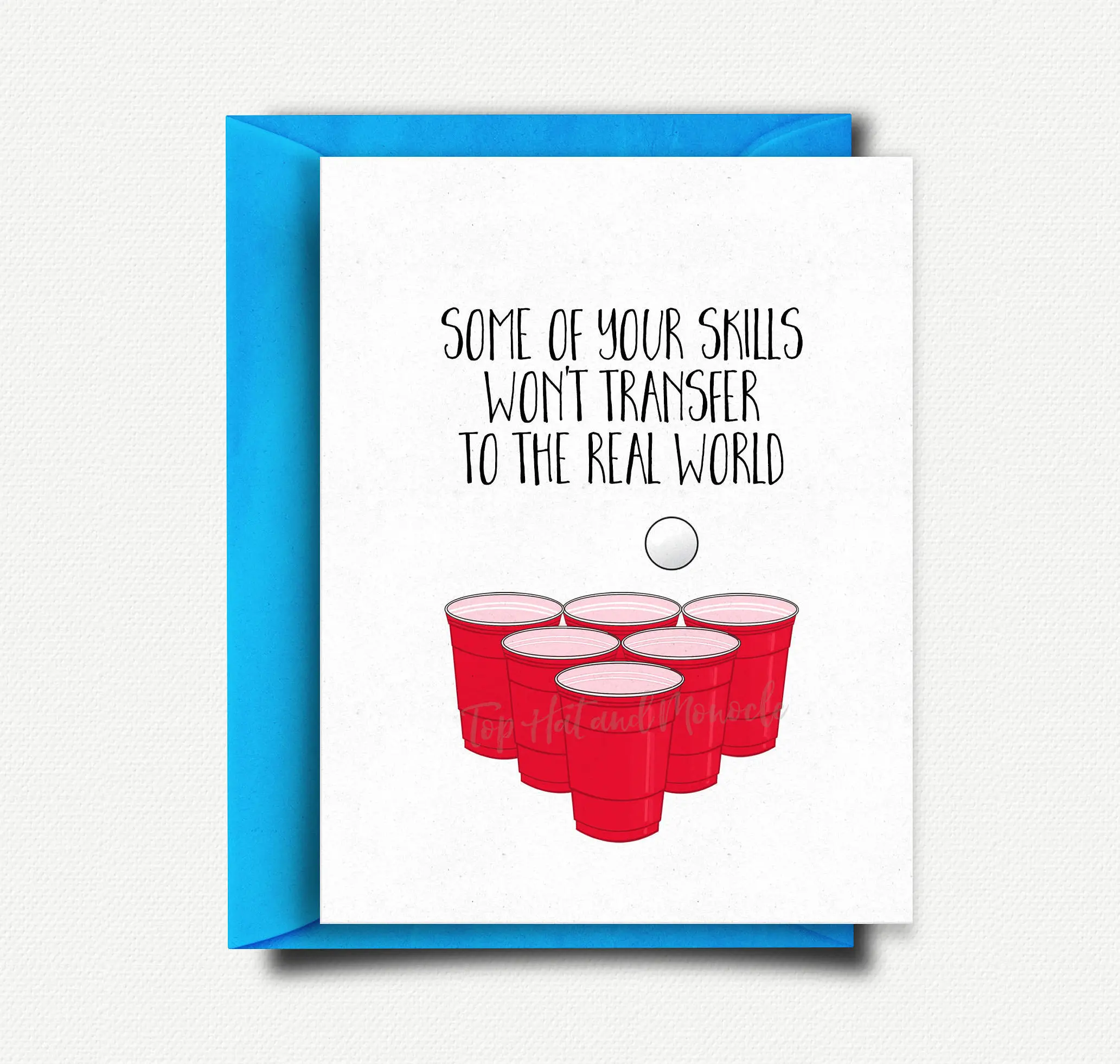 Graduation Card Funny, College Graduation Card, Congratulations Card, Graduation Gift, For Him, Beer Pong, Grad Gift, Graduation Invitation