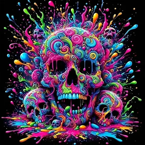 Skull Pattern DIY Diamond Arts Colorful Painting Kit without Frame, DIY 5D Diamond Arts Colorful Painting Kit, Wall Art Decor for Home, Diamond Painting Kits, Crafts