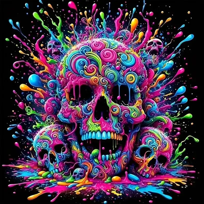 Skull Pattern DIY Diamond Arts Colorful Painting Kit without Frame, DIY 5D Diamond Arts Colorful Painting Kit, Wall Art Decor for Home, Diamond Painting Kits, Crafts