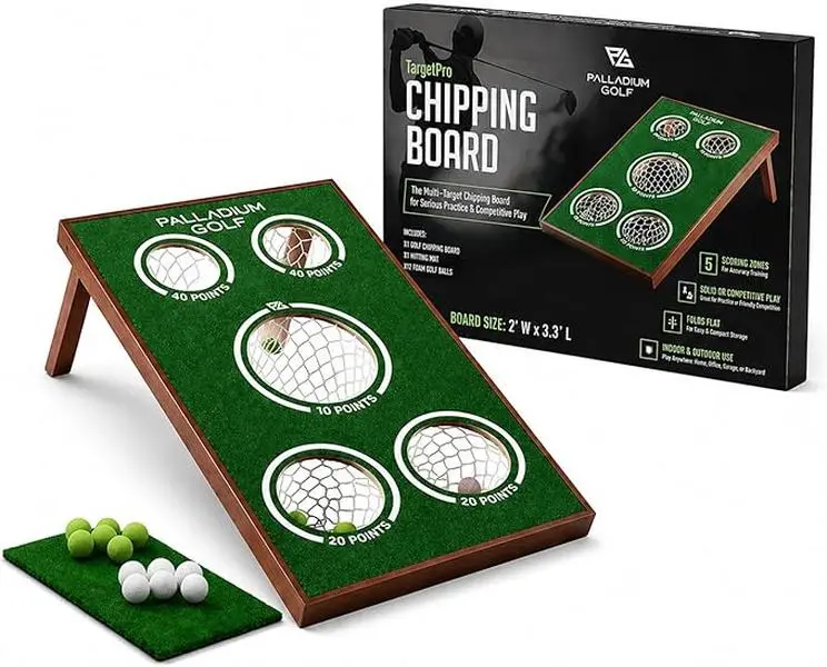 Palladium Golf Chipping Game Board - Solid Wood Golf Game Cornhole Set - Heavy Duty Practice and Play Equipment