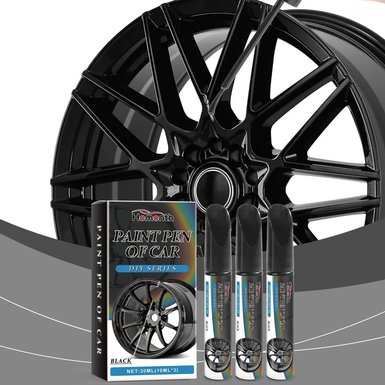Homonth Black Car Wheel Scratches Repair Pen Car Paint Scratches Scratches Decontamination Repair Paint Pen