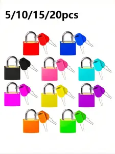 1/2/3/4/5/10/15/20 Packs, Mini Colorful Locks With Keys For Suitcase And Luggage, Metal Keyed Padlocks For School Gym Classroom Matching Game Travel Backpack, Security Lock, Padlock Set