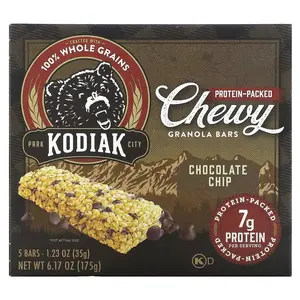 Kodiak Cakes Chewy Granola Bars, Chocolate Chip, 5 Bars, 1.23 oz (35 g) Each